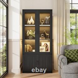 BROTTAR Transparent Display Cabinet Cupboard with Storage Case, 3-Color Lights