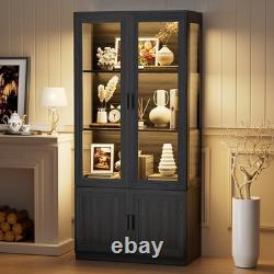 BROTTAR Transparent Display Cabinet Cupboard with Storage Case, 3-Color Lights