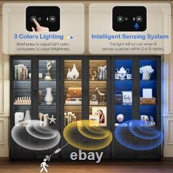 BROTTAR Transparent Display Cabinet Cupboard with Storage Case, 3-Color Lights