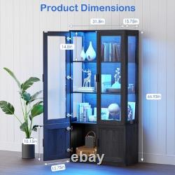 BROTTAR Transparent Display Cabinet Cupboard with Storage Case, 3-Color Lights