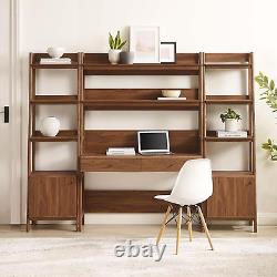 Bixby 3-Piece Home Office Desk and Bookshelf Display Case in Walnut