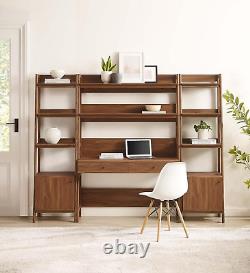 Bixby 3-Piece Home Office Desk and Bookshelf Display Case in Walnut