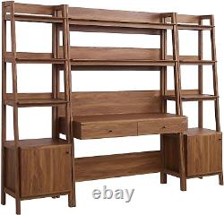 Bixby 3-Piece Home Office Desk and Bookshelf Display Case in Walnut