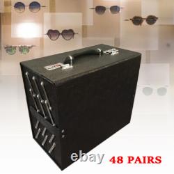 Black 48 Pairs Eyeglasses Sunglasses Storage 48 Slot Case Display Organizer Box