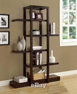 Black 71H Bookcase Bookshelf Leaning Wall Drawer Shelf Ladder Storage Display