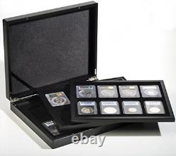 Black Coin Display Case for 24 Certified Coins (PCGS, NGC, Etc. Slabs) by Light