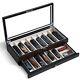 Bonaking Knife Display Case Two-Tier Pocket Knife Case Box Storage for 15-17