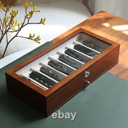 Bonaking Knife Display Case Two-Tier Pocket Knife Case Box Storage for 15-17