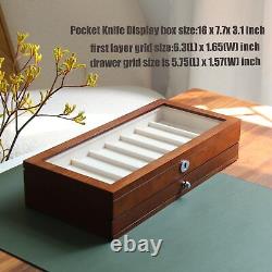 Bonaking Knife Display Case Two-Tier Pocket Knife Case Box Storage for 15-17