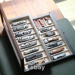 Bonaking Knife Display Case Two-Tier Pocket Knife Case Box Storage for 15-17