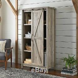 Book Case 66 Adjustable Storage Shelf Modern Cabinet Sliding Barn Door Display