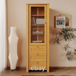 Bookshelf Display Case Cabinet Storage Organizer with Shelves and Drawers