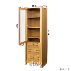 Bookshelf Display Case Cabinet Storage Organizer with Shelves and Drawers