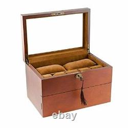 Caddy Bay Collection Vintage Wood Clear Glass Top Watch Box Display Storage Case