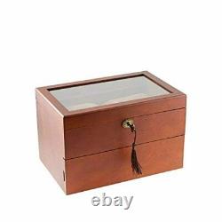 Caddy Bay Collection Vintage Wood Clear Glass Top Watch Box Display Storage Case