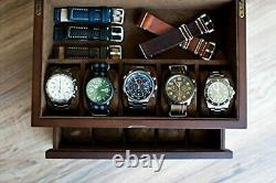 Caddy Bay Collection Vintage Wood Clear Glass Top Watch Box Display Storage Case