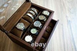 Caddy Bay Collection Vintage Wood Clear Glass Top Watch Box Display Storage Case