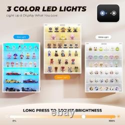 Car Display Case 1/24 Diecast Model LED Light Minifigures NASCAR White Cabinet