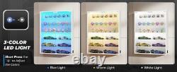 Car Display Case 1/24 Diecast Model LED Light Minifigures NASCAR White Cabinet