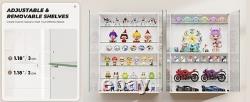 Car Display Case 1/24 Diecast Model LED Light Minifigures NASCAR White Cabinet