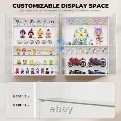 Car Display Case 1/24 Diecast Model LED Light Minifigures NASCAR White Cabinet