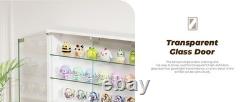 Car Display Case 1/24 Diecast Model LED Light Minifigures NASCAR White Cabinet