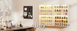 Car Display Case 1/24 Diecast Model LED Light Minifigures NASCAR White Cabinet