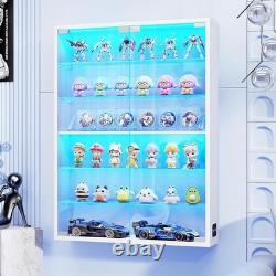Car Display Case 1/24 Diecast Model LED Light Minifigures NASCAR White Cabinet