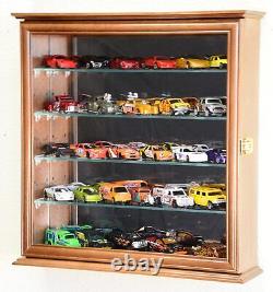 Car Display Case 30 Pcs Matchbox Model Diecast Train 1/64 1/43 N HO Oak Cabinet