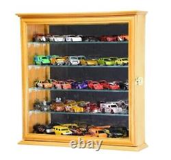 Car Display Case 30 Pcs Matchbox Train 1/64 1/43 N HO Walnut Glass Shelf Cabinet