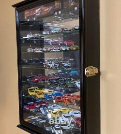 Car Display Case 56 Pc Adjustable Mirrored Black Model 1/43 1/64 Diecast Cabinet