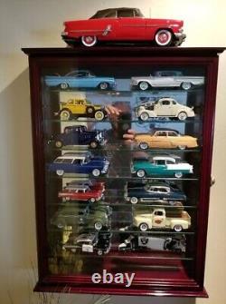 Car Display Case 56 Pcs Adjustable Mirrored Oak Model 1/43 1/64 Diecast Cabinet