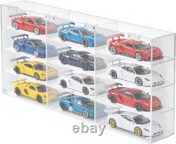 Car Display Case Acrylic 12 Pcs Diecast Model 1/24 Nascar Clear Shelf Cabinet