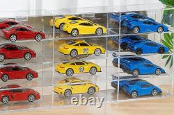 Car Display Case Acrylic 12 Pcs Hot Diecast Model 1/24 Nascar Wheels Toy Cabinet