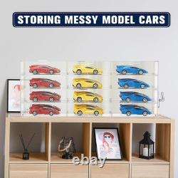 Car Display Case Acrylic 12 Pcs Hot Diecast Model 1/24 Nascar Wheels Toy Cabinet