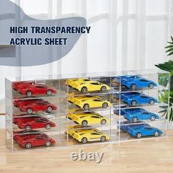 Car Display Case Acrylic 12 Pcs Hot Diecast Model 1/24 Nascar Wheels Toy Cabinet