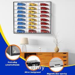 Car Display Case Acrylic 24 Pcs Hot Diecast Model 1/24 Nascar Wheels Toy Cabinet