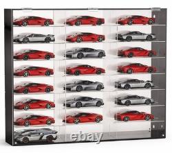 Car Display Case Acrylic 24 Pcs Hot Diecast Model 1/24 Nascar Wheels Toy Cabinet