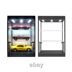 Car Display Case Acrylic LED Light 3 Tier Adjust Model Toy 1/18 Diecast Cabinet