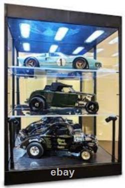 Car Display Case Acrylic LED Light 3 Tier Adjust Model Toy 1/18 Diecast Cabinet