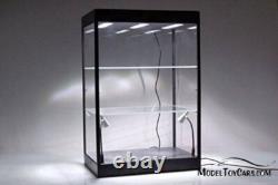 Car Display Case Acrylic LED Light 3 Tier Adjust Model Toy 1/18 Diecast Cabinet