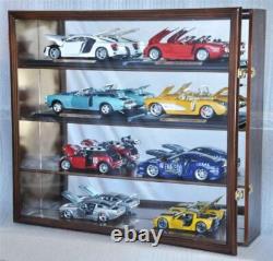 Car Display Case Cherry 8 Pcs Diecast 1/18 Scale Model Wood Rack Shelf Cabinet