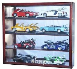 Car Display Case Cherry 8 Pcs Diecast 1/18 Scale Model Wood Rack Shelf Cabinet