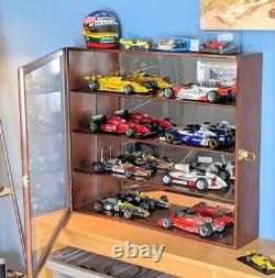 Car Display Case Cherry 8 Pcs Diecast 1/18 Scale Model Wood Rack Shelf Cabinet
