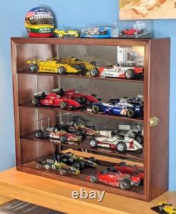 Car Display Case Cherry 8 Pcs Diecast 1/18 Scale Model Wood Rack Shelf Cabinet