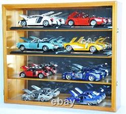 Car Display Case Cherry 8 Pcs Diecast 1/18 Scale Model Wood Rack Shelf Cabinet