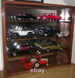 Car Display Case Oak 8 Pcs Model Diecast 1/18 Wood Rack Shelf Mirrored Cabinet