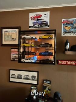 Car Display Case Oak 8 Pcs Model Diecast 1/18 Wood Rack Shelf Mirrored Cabinet