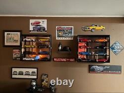 Car Display Case Oak 8 Pcs Model Diecast 1/18 Wood Rack Shelf Mirrored Cabinet