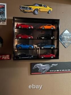 Car Display Case Oak 8 Pcs Model Diecast 1/18 Wood Rack Shelf Mirrored Cabinet